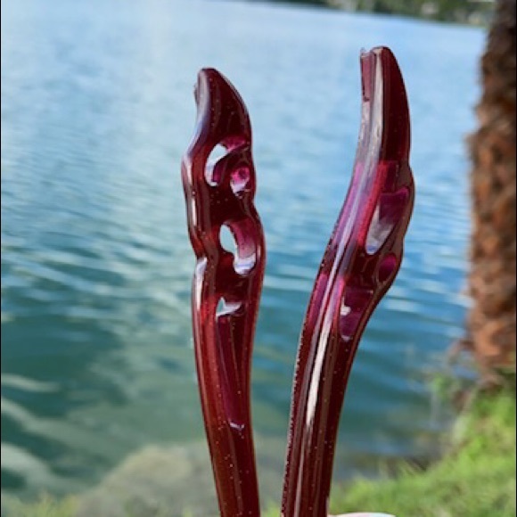 SALE ! 2 for $25 Red Handmade hair pin stick - Picture 12 of 14